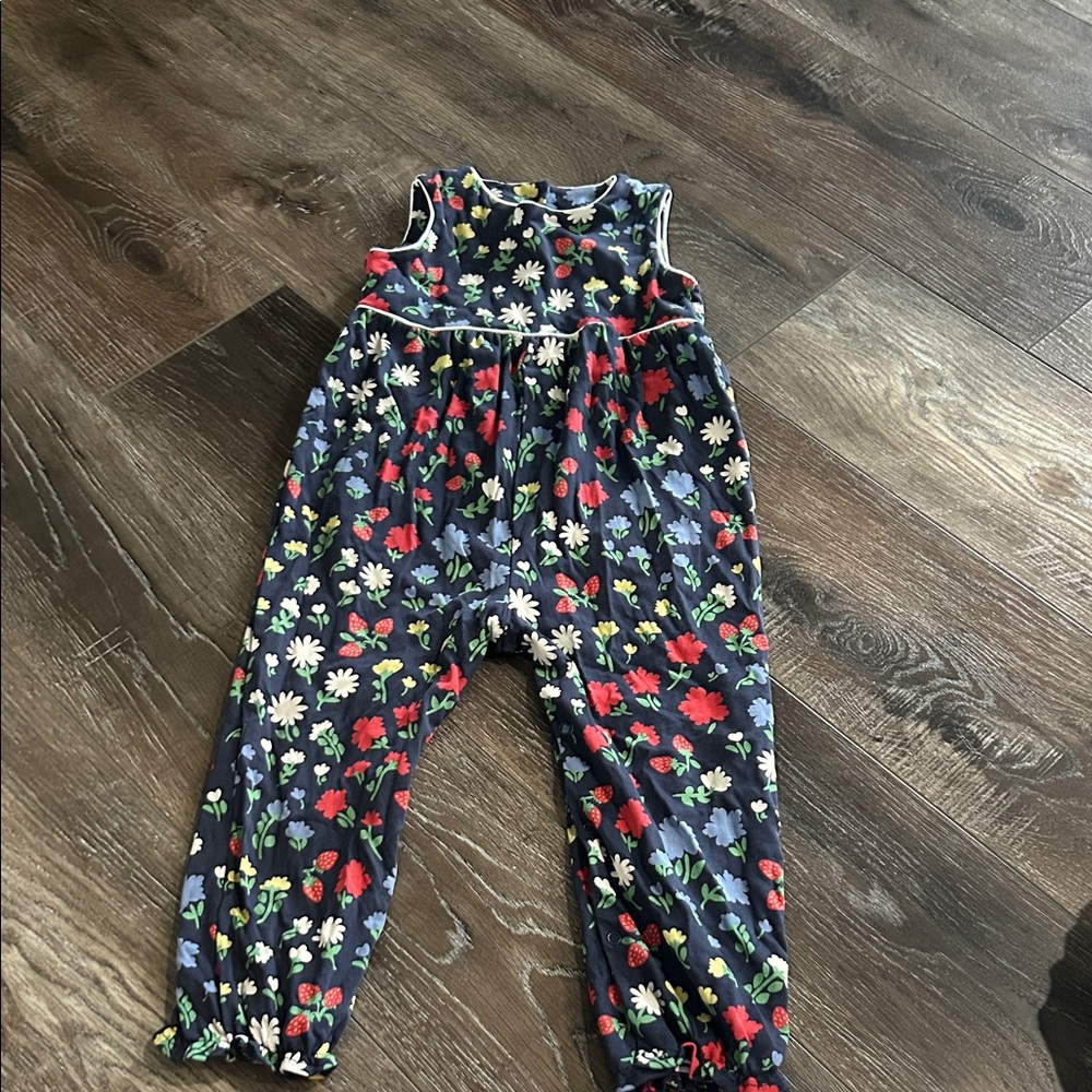 TBBC Floral Kids Jumpsuit - Navy with Red and White Accents